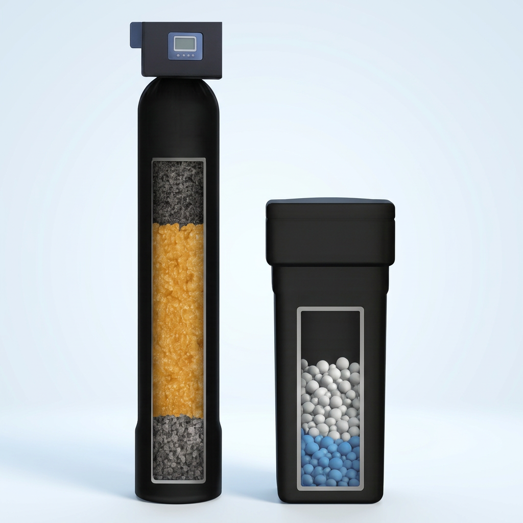 BlueWell single treatment tank with its separate salt storage tank